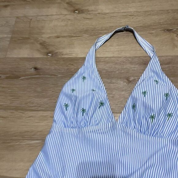 Tommy Hilfiger Womens Plus Sz 18w Tankini Halter White Blue Swim Top Str… - Picture 2 of 8